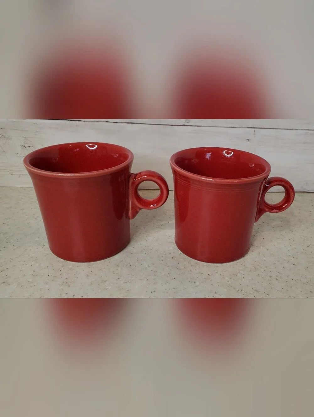 Fiesta Homer Laughlin Scarlet Red Coffee Mugs Set of 2 Ring Handle USA Ceramic